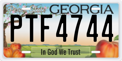 GA license plate PTF4744