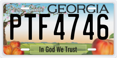 GA license plate PTF4746