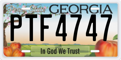 GA license plate PTF4747