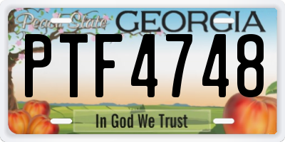 GA license plate PTF4748