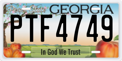 GA license plate PTF4749