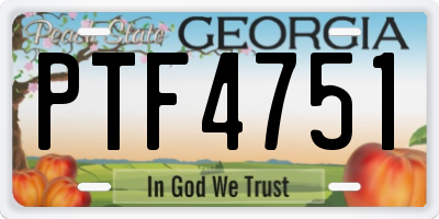 GA license plate PTF4751