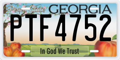 GA license plate PTF4752