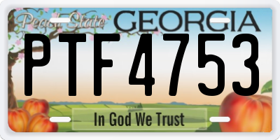 GA license plate PTF4753