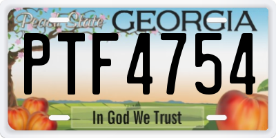 GA license plate PTF4754