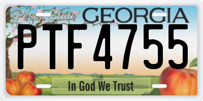 GA license plate PTF4755