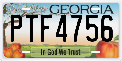 GA license plate PTF4756