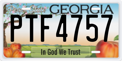 GA license plate PTF4757