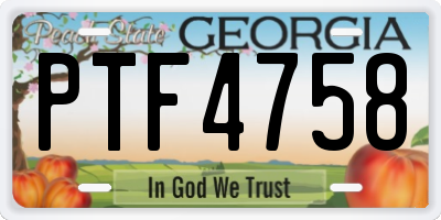 GA license plate PTF4758