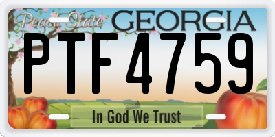 GA license plate PTF4759