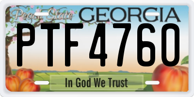 GA license plate PTF4760
