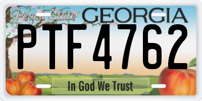 GA license plate PTF4762