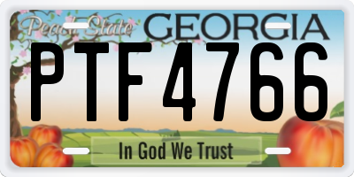 GA license plate PTF4766
