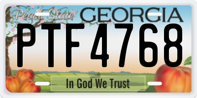 GA license plate PTF4768