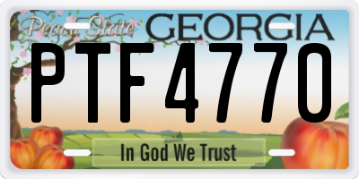 GA license plate PTF4770