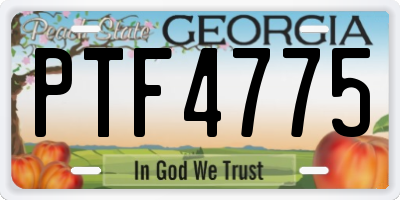 GA license plate PTF4775