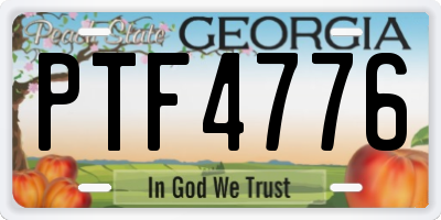 GA license plate PTF4776