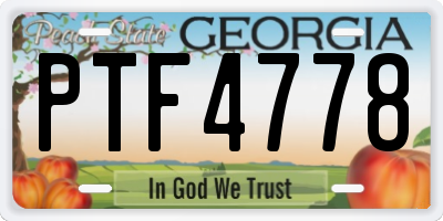 GA license plate PTF4778