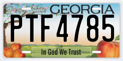 GA license plate PTF4785