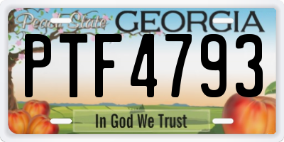 GA license plate PTF4793