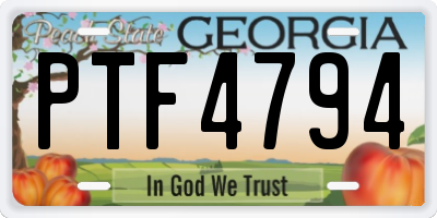GA license plate PTF4794