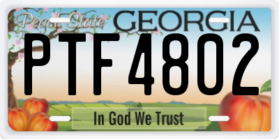 GA license plate PTF4802