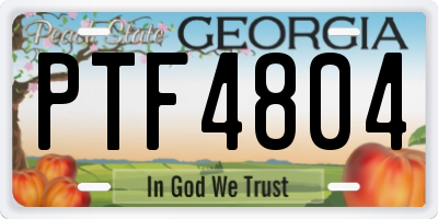 GA license plate PTF4804