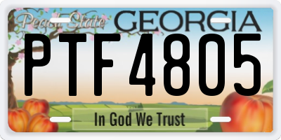 GA license plate PTF4805