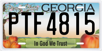 GA license plate PTF4815