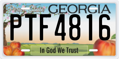 GA license plate PTF4816