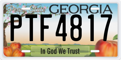 GA license plate PTF4817