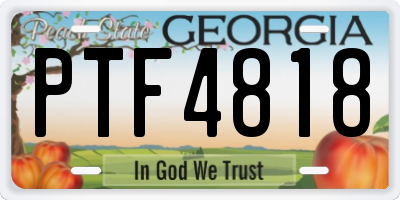 GA license plate PTF4818