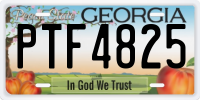GA license plate PTF4825