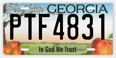 GA license plate PTF4831