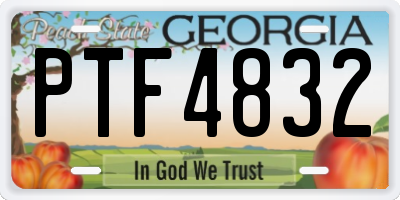 GA license plate PTF4832