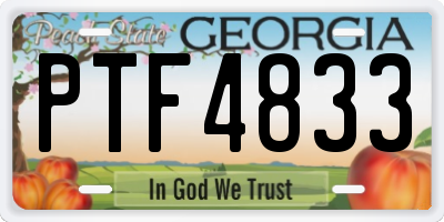 GA license plate PTF4833