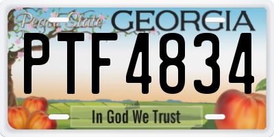 GA license plate PTF4834