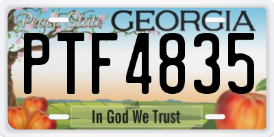 GA license plate PTF4835