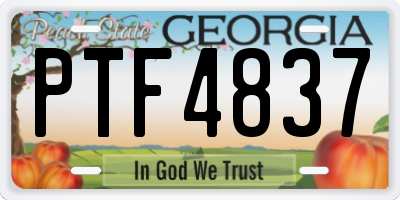 GA license plate PTF4837