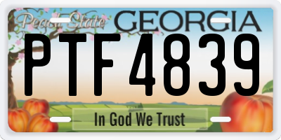 GA license plate PTF4839