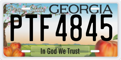 GA license plate PTF4845