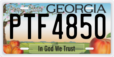 GA license plate PTF4850