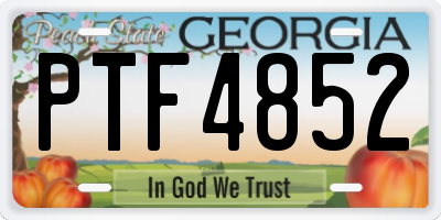 GA license plate PTF4852