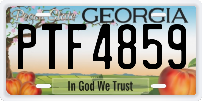 GA license plate PTF4859