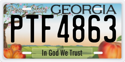 GA license plate PTF4863