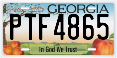 GA license plate PTF4865