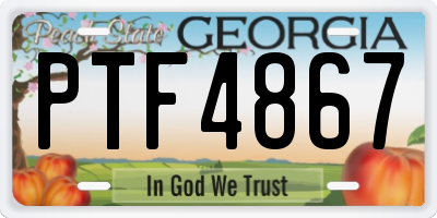 GA license plate PTF4867
