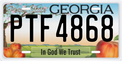 GA license plate PTF4868