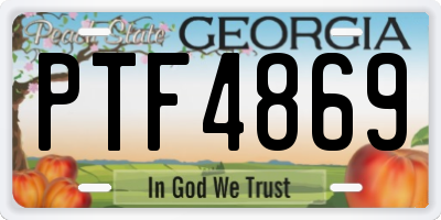 GA license plate PTF4869