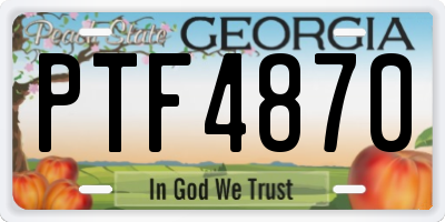 GA license plate PTF4870